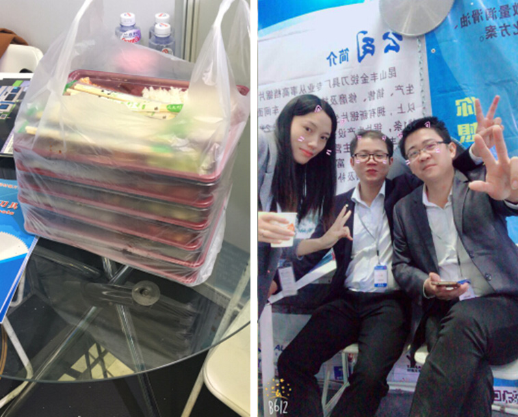 這是參展的鄧氏家人的午餐，順便還有家人出來賣萌!